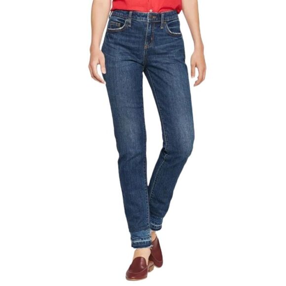 UNIVERSAL Thread Mid Rise Boyfriend Released Hem Frayed Distressed Jeans New wit - Picture 5 of 16